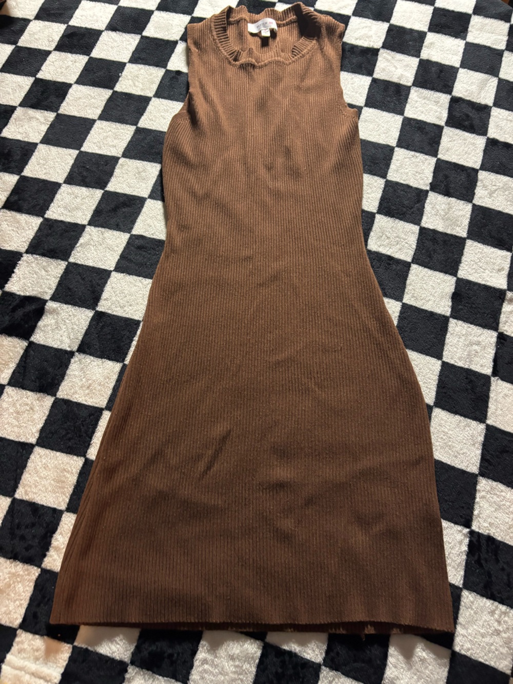 Size medium Sleeveless Rib Knit Brown Midi Dress - Better be